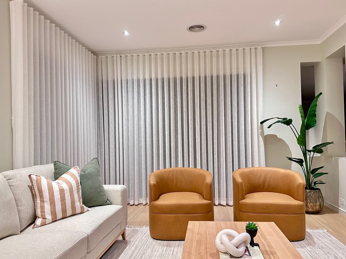Custom made-to-measure sheer and blockout curtains installed in a Sydney home