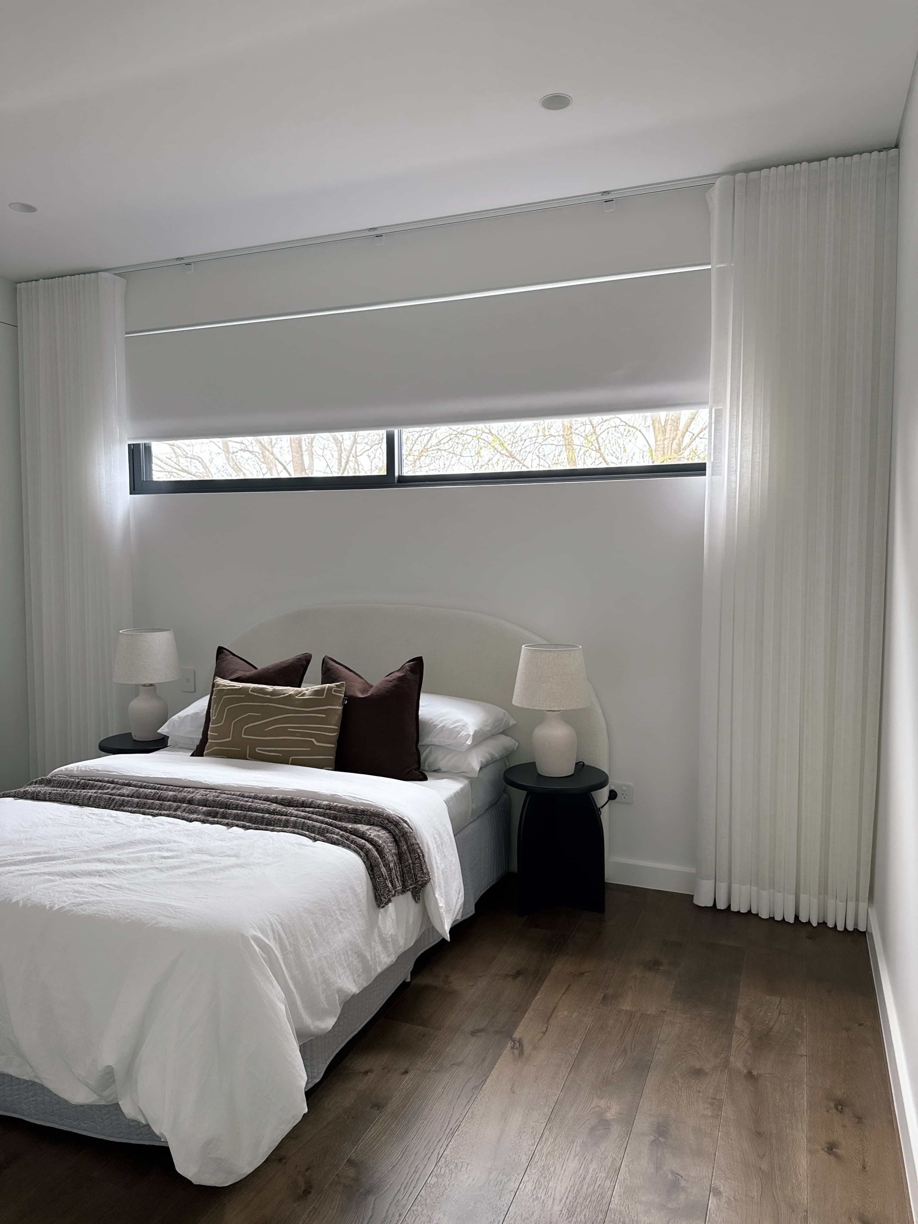 White Roller Blinds and Sheer Curtains in West Ryde, Sydney