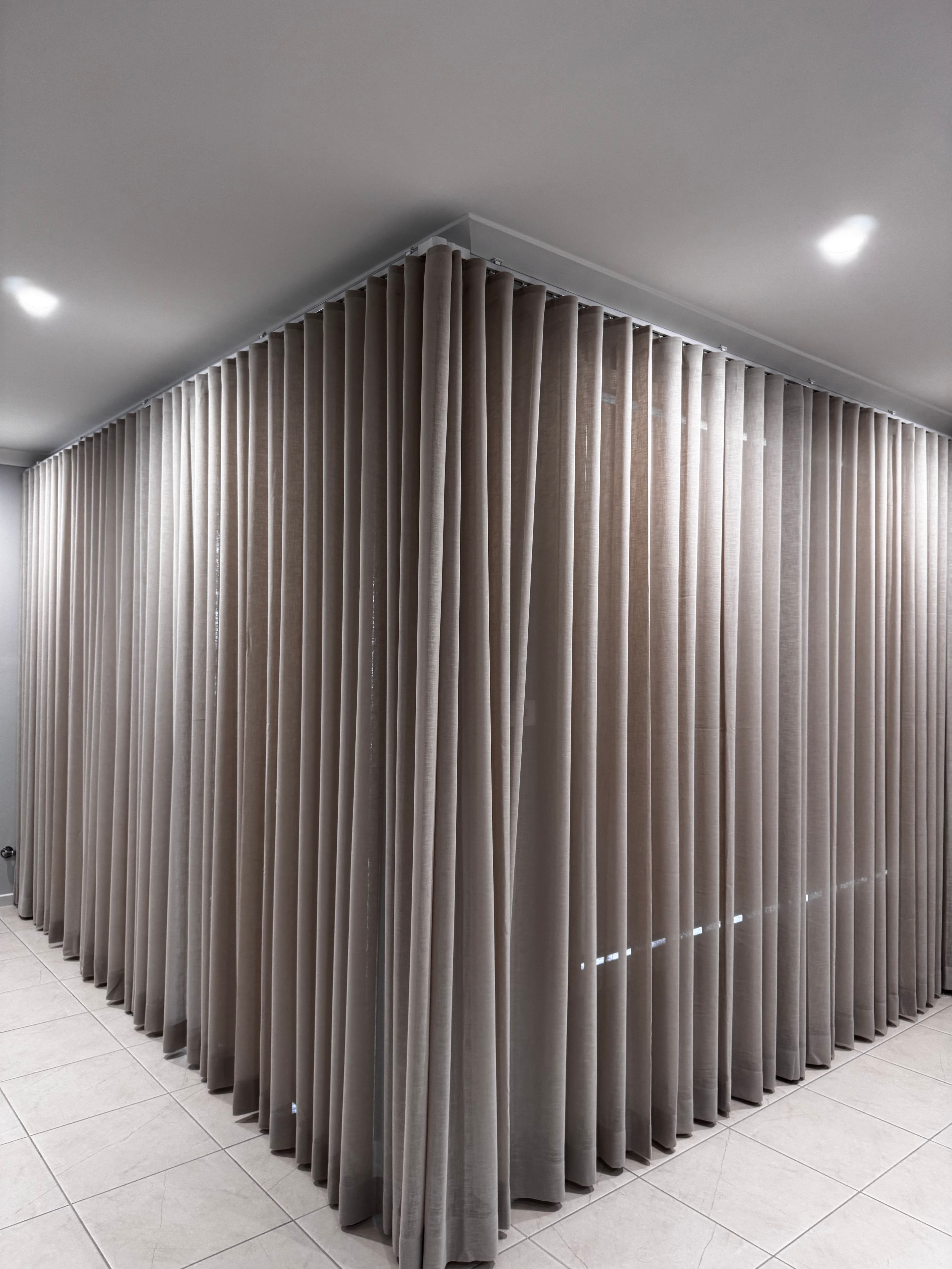 Automated Beige Premium Sheer Curtains in Glenmore Park, Sydney