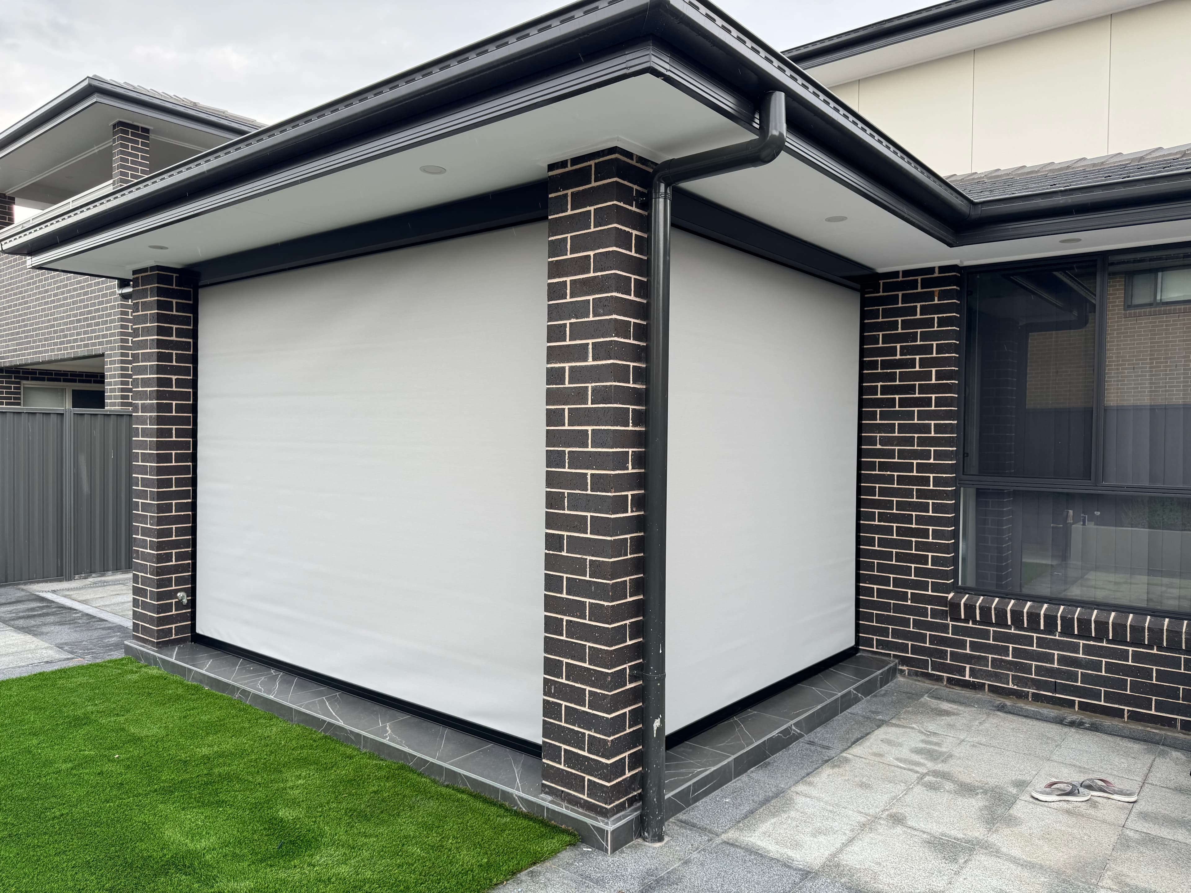 White Zipscreen Outdoor Blinds on Alfresco in Kellyville, Sydney