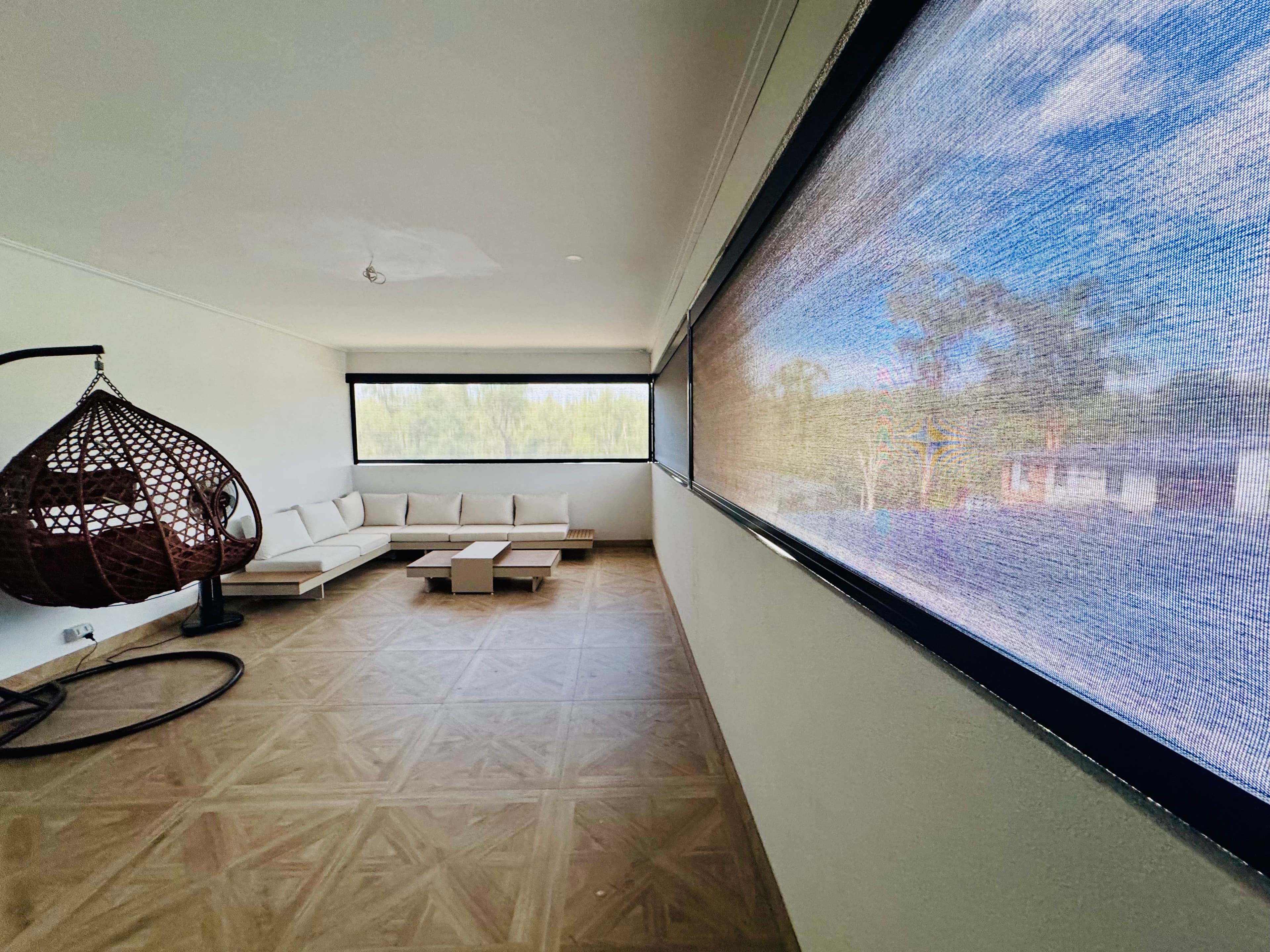 Charcoal Mesh Automated Outdoor Blinds in North Kellyville, Sydney